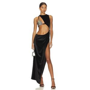 Amor Mia Revolve Cocktail Dress Small Cutout High Slit Formal Gown Black Kate
